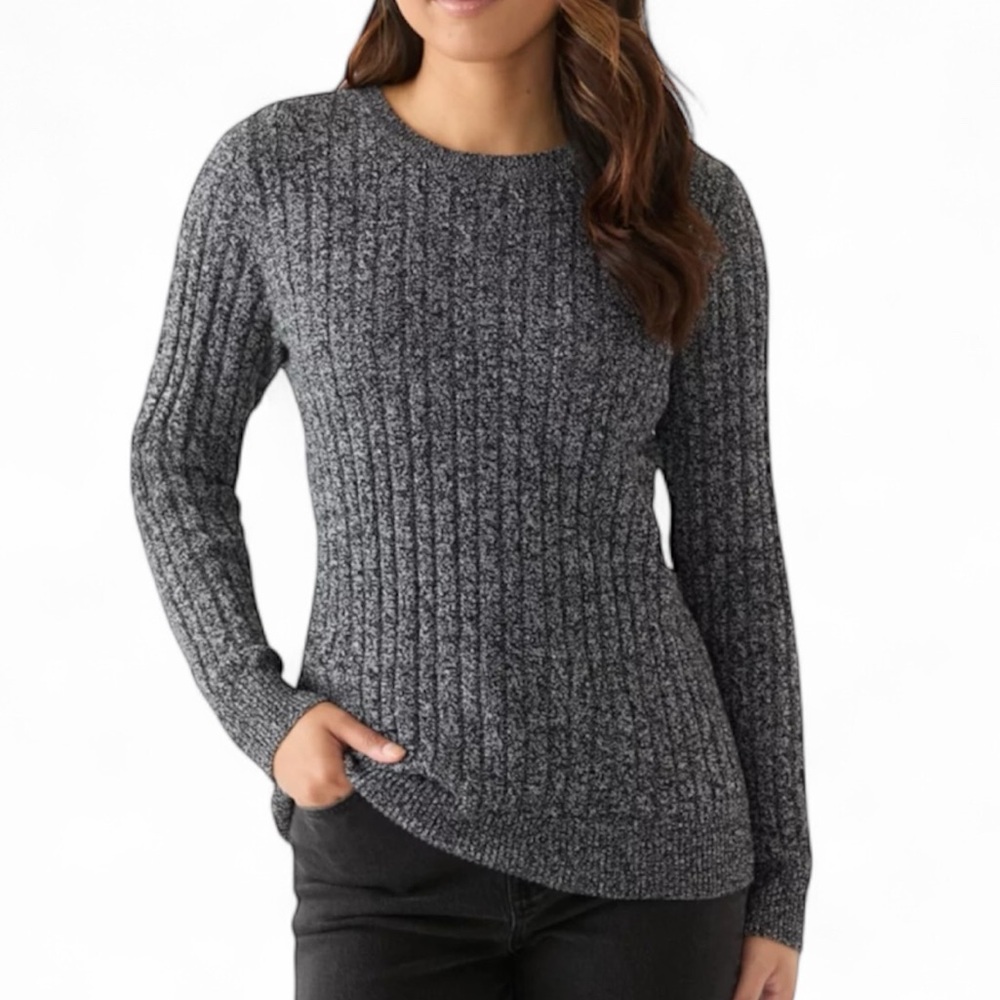 Kim Rogers Women’s 100% Cotton Charcoal Crewneck Knit Sweater in Size Medium
